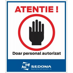 Authorized personal access plate - 16 x 20 cm