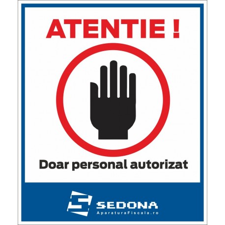 Authorized personal access plate - 16 x 20 cm