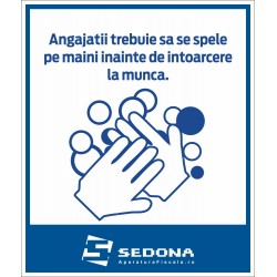 Employees must wash their hands card – 16 x 20 cm