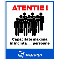 Maximum capacity in the premises Sign – 16 x 20 cm