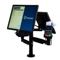 PosPole stand for cashier monitor, customer monitor, printer, payment terminal