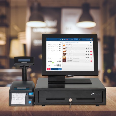 Sistem de gestiune PREMIUM - cu Imprimanta fiscala, Sertar bani, POS All-in-One, Sedona Retail