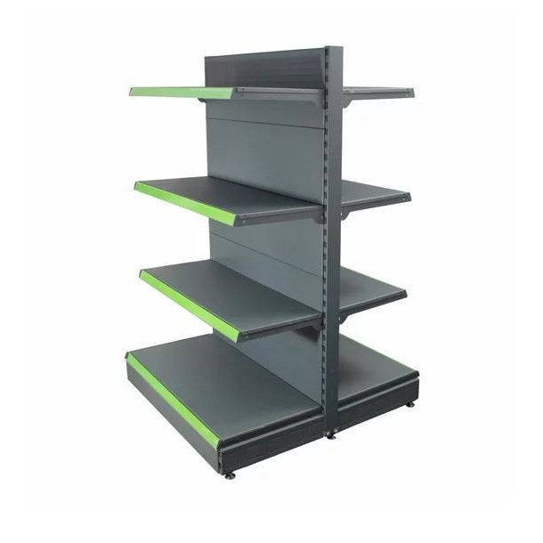 Middle shelf for store, grey-anthracite, height 165 cm, 2xBase 40 cm, 6xshelves 30 cm