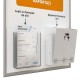 Noticeboard with click frame 710 x 830 mm, personalized back with sticker, a suggestion box and an A4P flyer holder