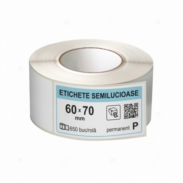 Roll of semi-gloss thermal transfer self-adhesive labels 60x70 mm, FI40, (650 labels)