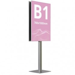 Panou Informativ S7 (700x1000mm), rama cu print pe textil inclus si picior aluminiu, dubla fata