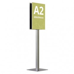Panou Informativ A2 (420x594 mm), rama cu print pe textil inclus si picior aluminiu, dubla fata