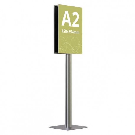 Panou Informativ A2 (420x594 mm), rama cu print pe textil inclus si picior aluminiu, dubla fata