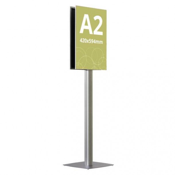 Panou Informativ A2 (420x594 mm), rama cu print pe textil inclus si picior aluminiu, dubla fata