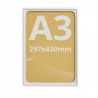 Rama plastic A3 (420 x 297mm), Alba, dubla fata, inserare poster pe latura mica, folie inclusa