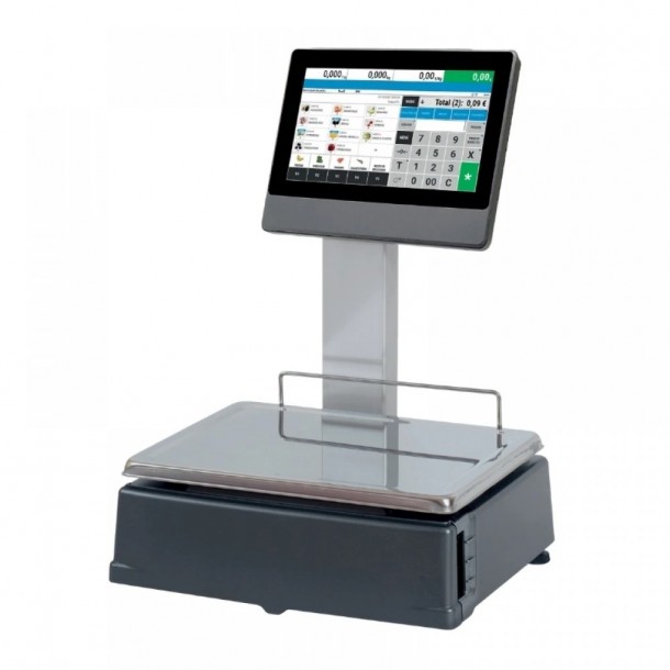 Cantar cu etichetare Dina QS2155WD, 15Kg, cu brat, ecran tactil 10 inch, verificat metrologic