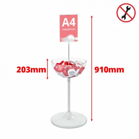 Bol transparent de 17L (diam. 407mm) pentru expunere produse vrac, cu header A4