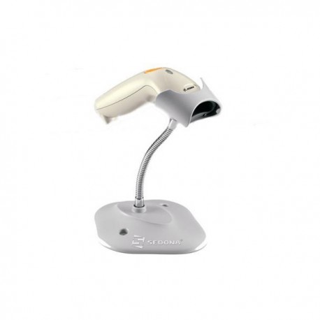 1D Wired Barcode Scanner Zebra Symbol LS1203 RS232 White Stand