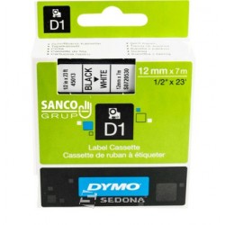 Banda laminata Dymo D1 12mm x 7m Negru/Alb