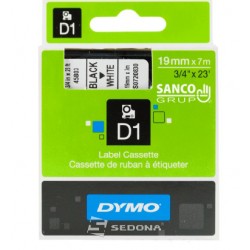 Banda laminata Dymo D1 19mm x 7m Negru/Alb