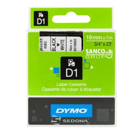 Tape Dymo D1 19mm x 7m, black on white