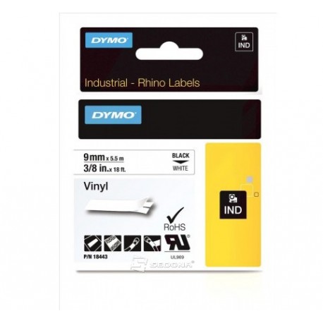 Vinyl Tape Dymo ID1 9mm x 5,5m, black on white