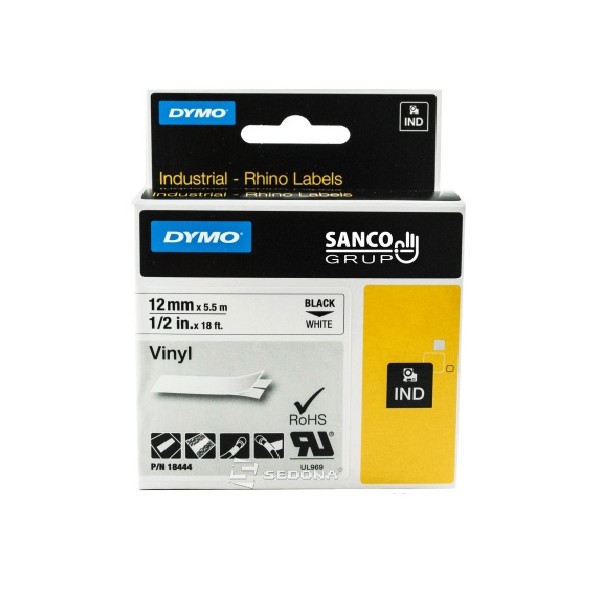 Vinyl Tape Dymo ID1 12mm x 5,5m, black on white