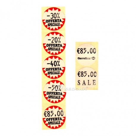 Price labeling gun 35 mm white round labels