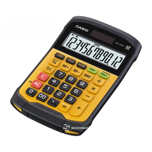 Casio waterproof and dustproof calculator, 12 digits, orange