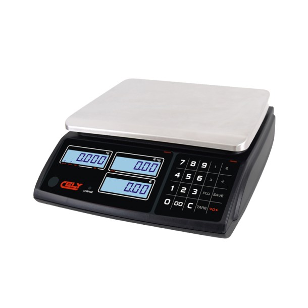 Cantar comercial Cely PI100 fara brat - 6/15/30 kg - Cu conectare - Acumulator