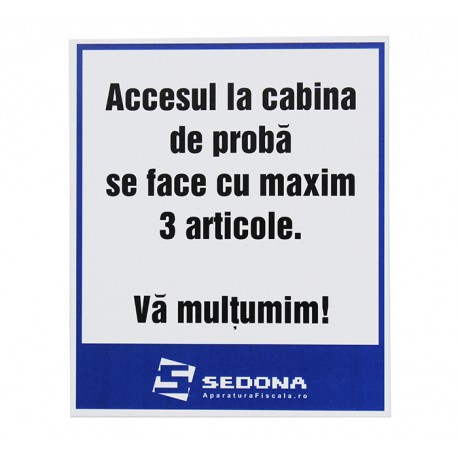 Placuta Accesul la cabina de proba - 16 x 20 cm