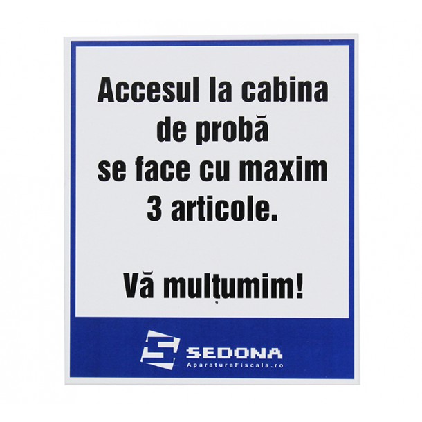 Placuta Accesul la cabina de proba - 16 x 20 cm