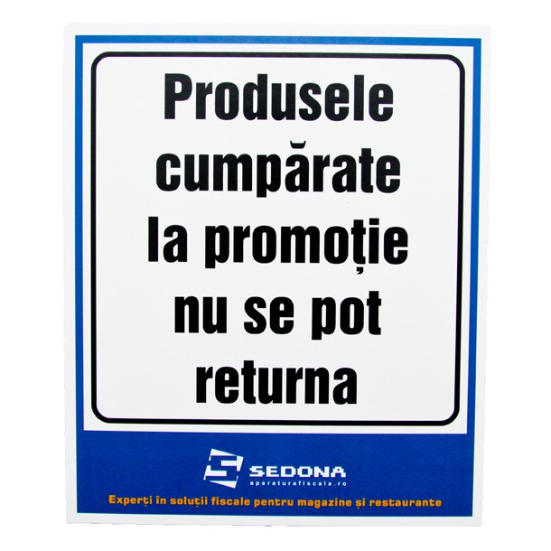 Placuta Produsele Cumparate la Promotie nu se pot Returna - 16 x 20 cm