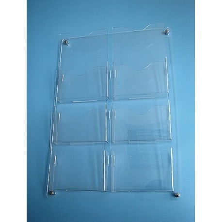 Support for leaflets and advertisements, transparent plastic, A4 wall mount, JJ DISPLAYS