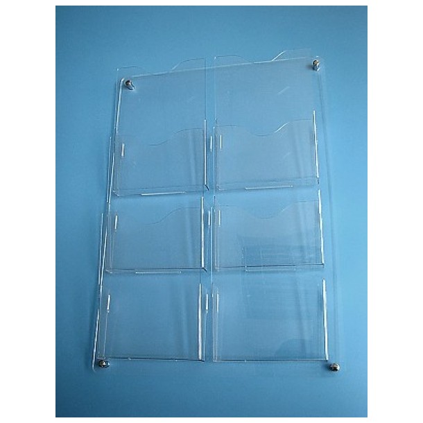 Support for leaflets and advertisements, transparent plastic, A4 wall mount, JJ DISPLAYS