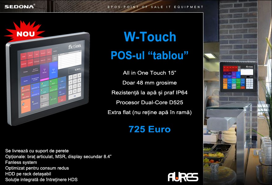 Aures W Touch – POS All-in-One performant de doar 48 mm grosime