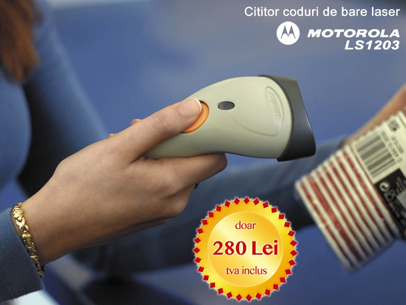 Cititor coduri laser Motorola LS1203 acum si mai accesibil: 280 Lei, tva inclus