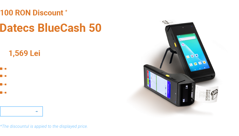 Datecs BlueCash 50 Cash Register with Payment Terminal from 1540 LEI VAT included
