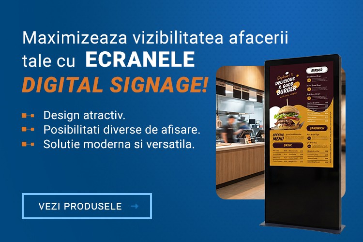 Maximizeaza vizibilitatea afacerii tale cu ecranele Digital Signage! Design atractiv.