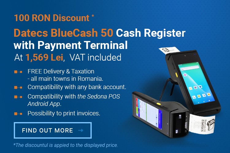 Datecs BlueCash 50 Cash Register with Payment Terminal from 1540 LEI VAT included